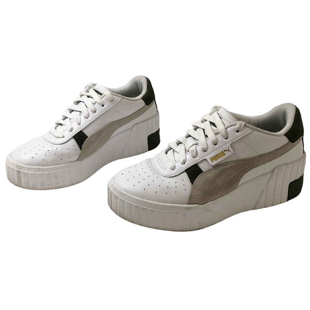 Puma Cali Wedge Sneaker | Women's Size 7 | White, Gray, Green